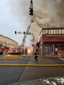 heritage building fire, heritage building, 3-alarm fire, downtown auburn, auburn fire