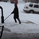 slipping on ice, don't fall, shovel dance