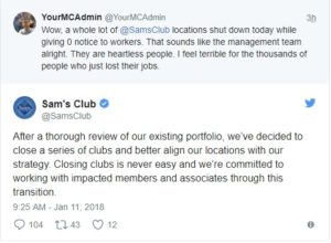 sam's club, sam's club closing, twitter, sam's club twitter reply