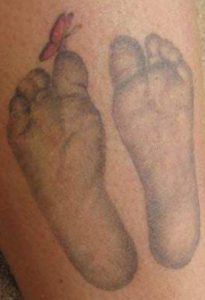 Stillborn, infant and pregnancy loss, baby footprint tattoo