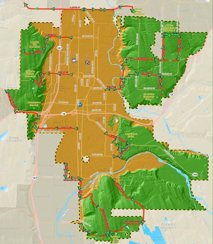 city of auburn, evacuation map, lahar, mt. rainier, lahar evacuation map