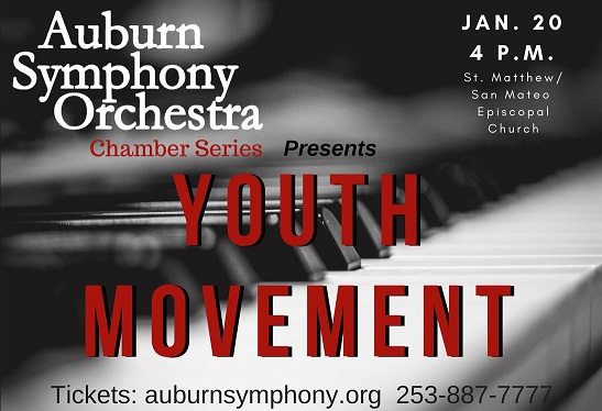 Auburn Symphony Orchestra, Auburn Symphony, Chamber Series, Youth Movement, Brittany Boulding, violin Brian Wharton, cello Mark Salman, piano, Saint Matthew/San Mateo Episcopal Church