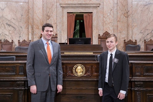 Rep. Drew Stokesbary, House Page Collin Ennis, Collin Ennis, Drew Stokesbary, City of Auburn Representative
