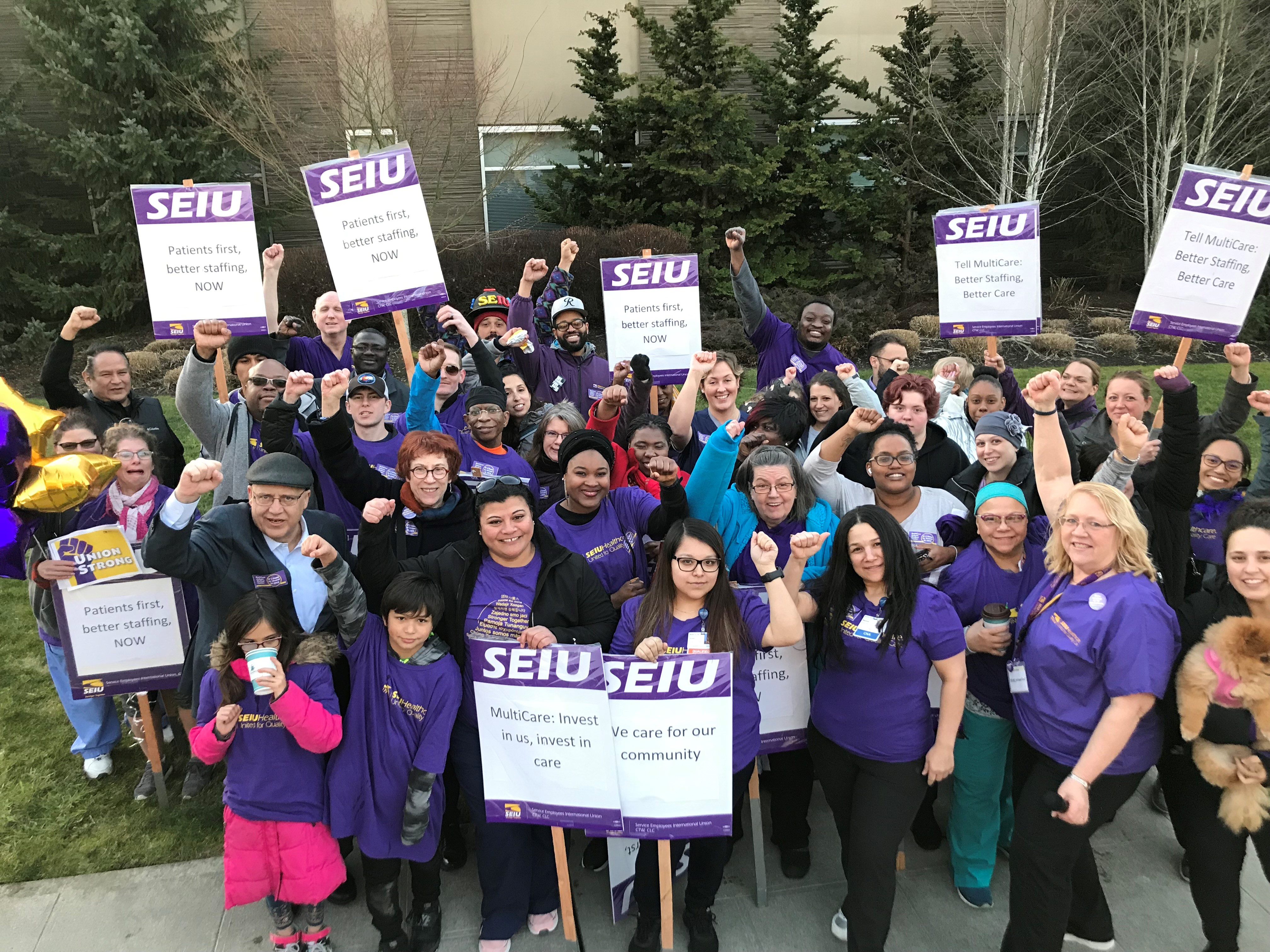 SEIU 1199NW, Healthcare Workers, Union, Picket, Community Rally, Larry Brown, Caroline Bellinger