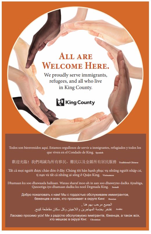 all are welcome here, king county, king county immigration and refugee commison