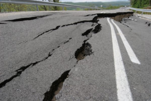 earthquake, damaged road, 