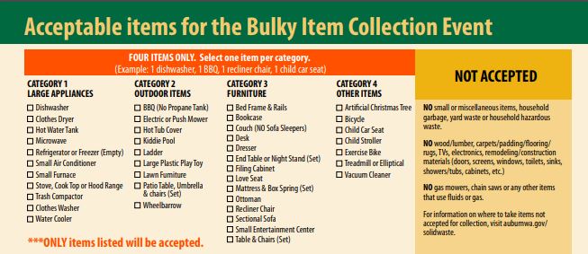 Bulky Item Collection Day, City of Auburn bulky item, auburn wa, waste management, 