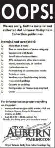 Bulky Item Collection Day, City of Auburn bulky item, auburn wa, waste management, 
