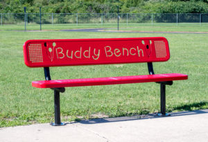 buddy bench, friendship bench, sarah green, lea hill elementary