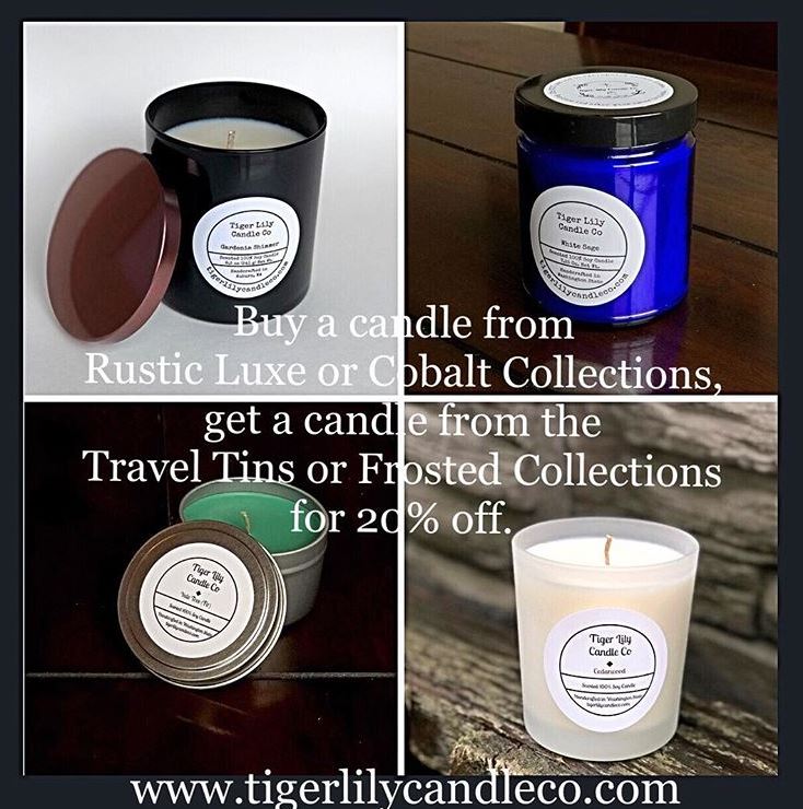 tigerlily candle co, auburn wa candle company, soy candles,