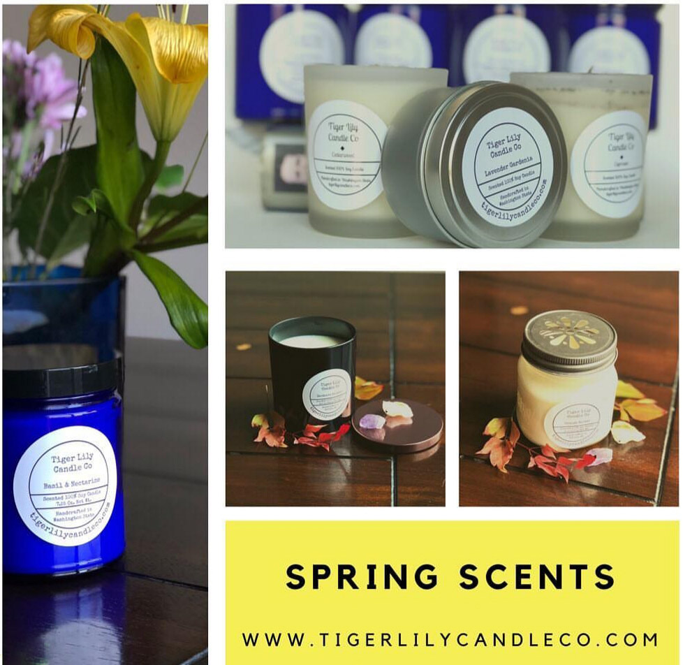 Soy candles, local candles, tigerlily candles, bees wax candles, etsy candles, auburn small business, buy local, 