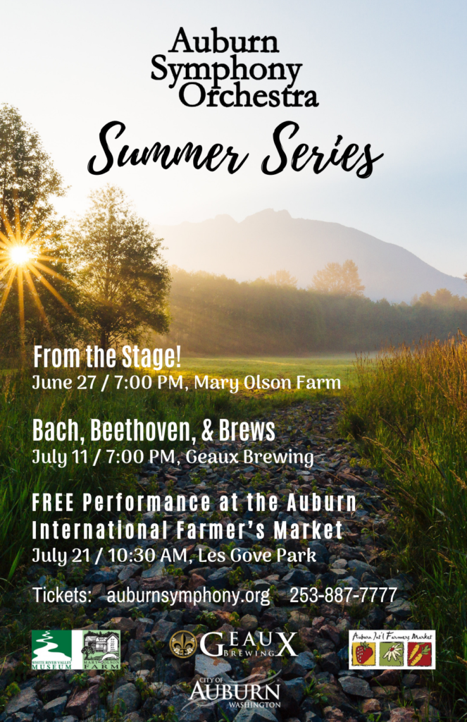 Rachel DeShon, auburn symphony, auburn symphony orchestra, mary olson farm, summer concert series, auburn wa, auburn wa symphony, geaux brewing