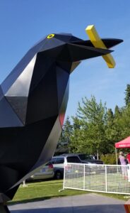 Peter Reiquam , auburn wa crow with fries, row with fries, les gove park, auburn wa art, public art,