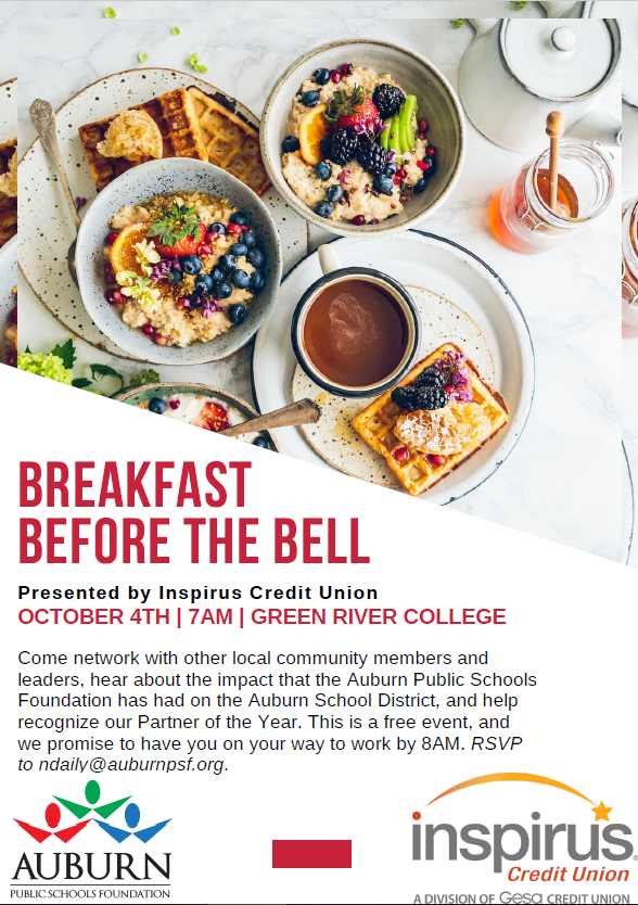 auburn school district, asd, auburn wa, auburn public school foundation, apsf, breakfast before the bell
