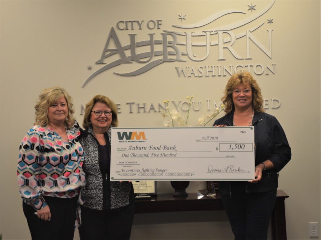 waste management, auburn food bank, mayor backus, nancy backus