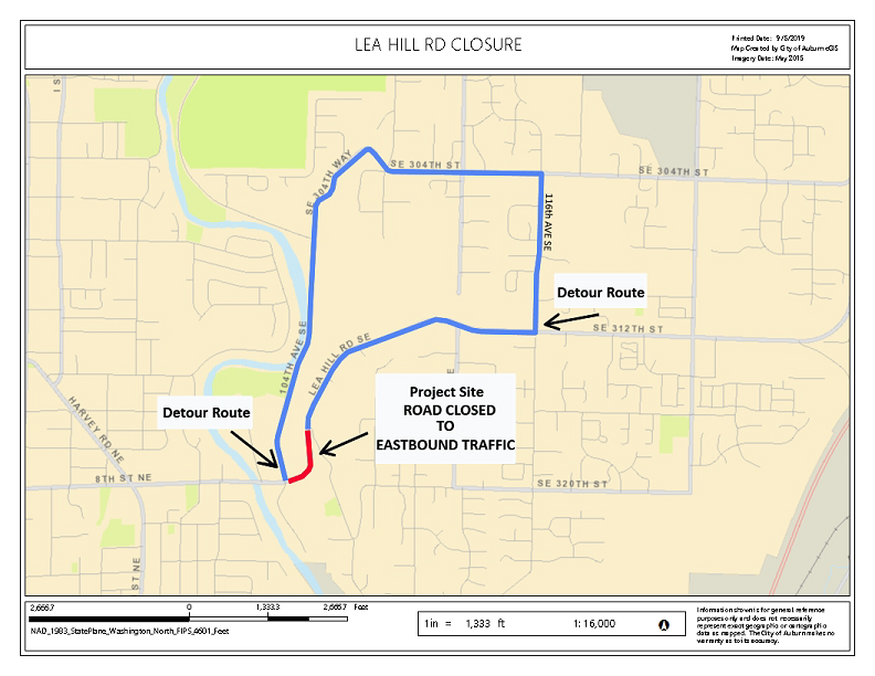 traffic advisory, lea hill corridor, lea hill road, lea hill detour