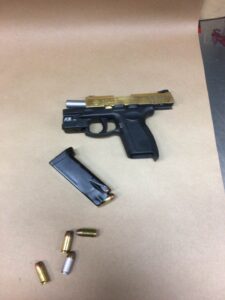 Firearm, auburn police department, evidence, .45 gun, .45 handgun, gold slide .45, .45 pistol