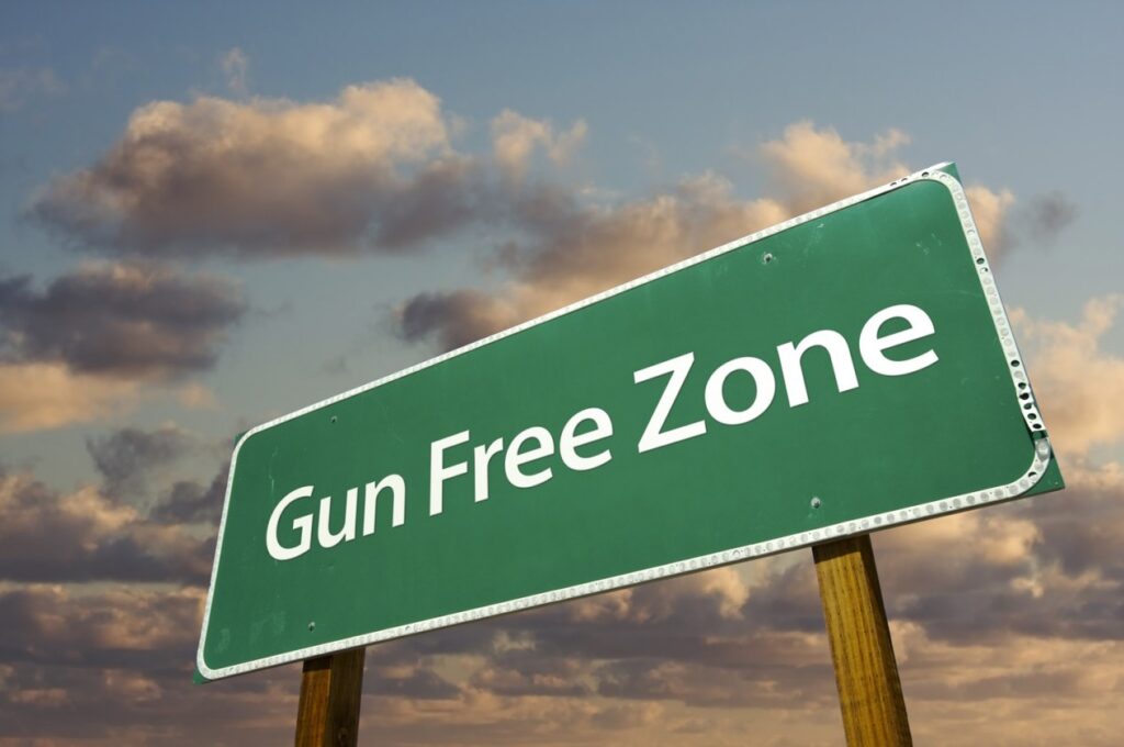 gun free zone, gun free zone sign