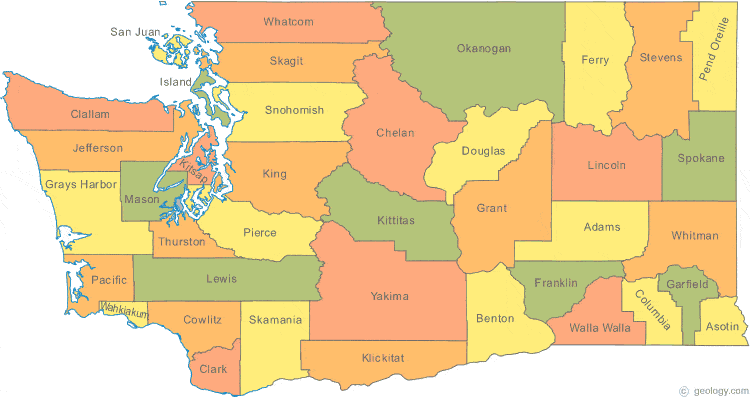 washington state, wa state, counties of washigton state