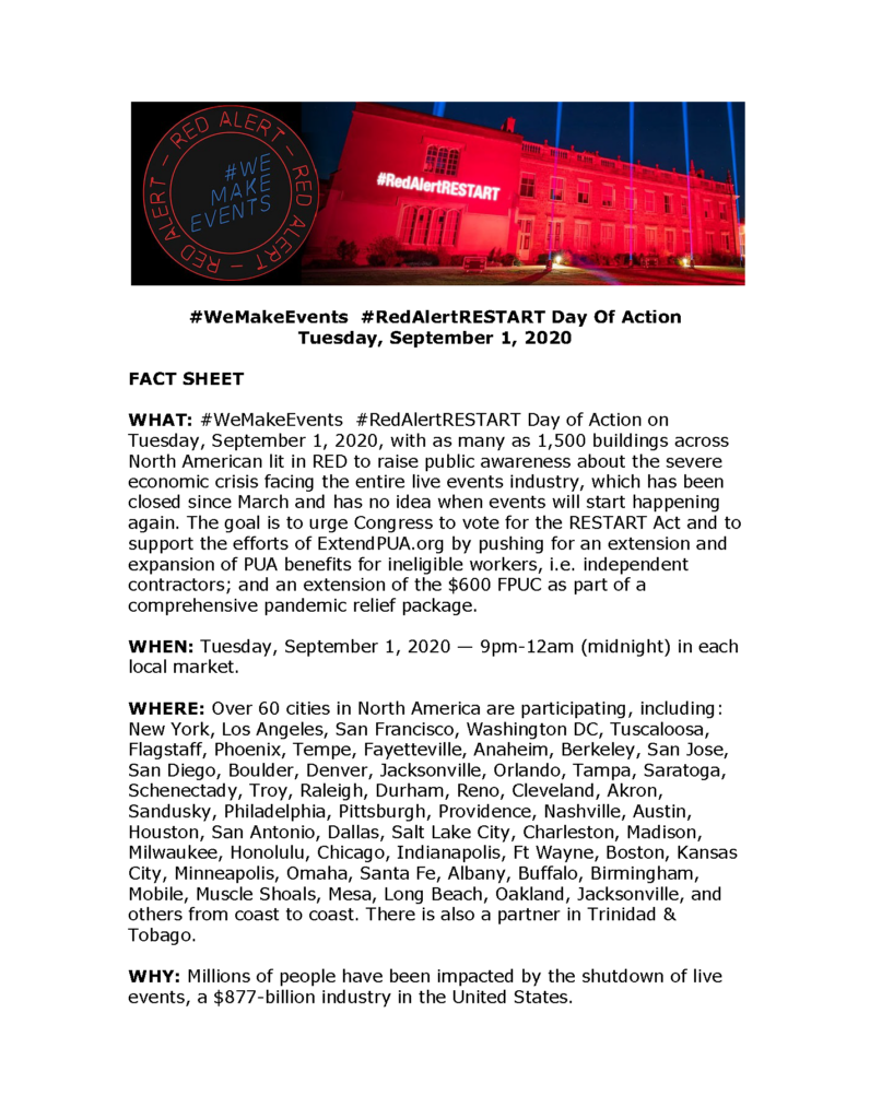 we make events, redalertrestart, #redalertrestart, red alert restart, red alert restart campaign, what is red alert restart, take action red alert restart, save live event venues