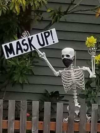 mask up skeleton, halloween 2020, halloween decoration, 2020 halloween, safe halloween