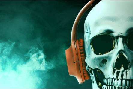 skull headphones, music