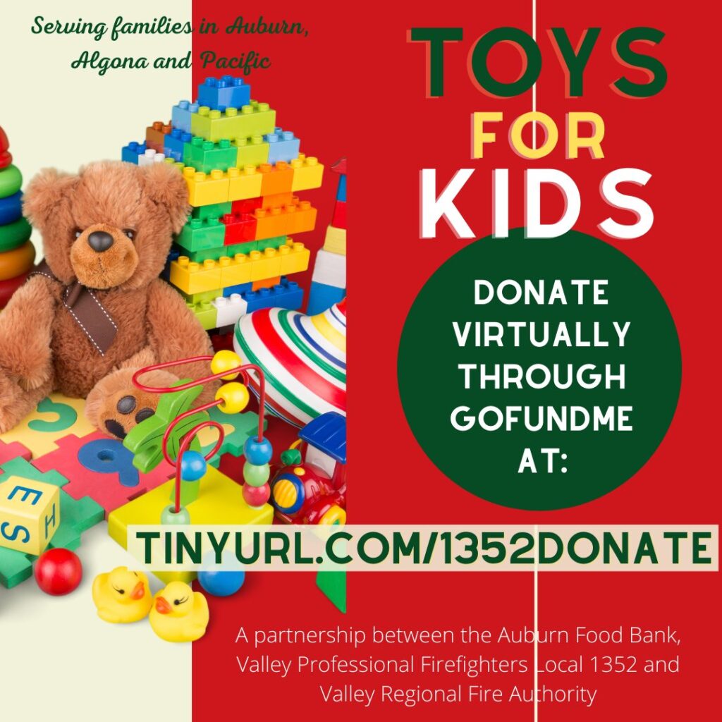 toys for kids, auburn food bank, valley professional firefighters, iaff 1352, cory wallace, toy give away, christmas assistance in auburn wa, auburn wa toys for kids, valley regional fire authority, vrfa, auburn kids christmas