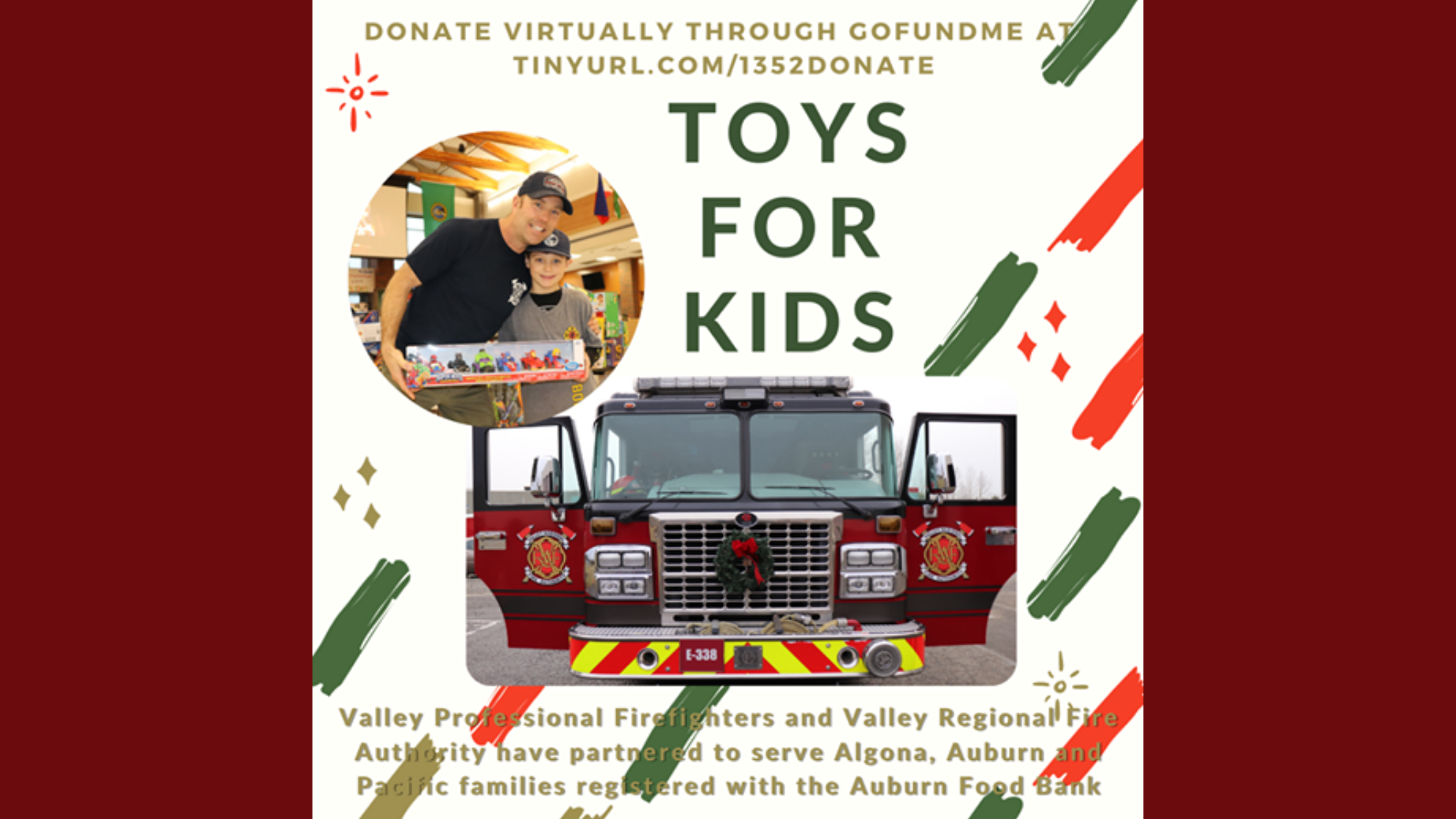 toys for kids, auburn food bank, valley professional firefighters, iaff 1352, cory wallace, toy give away, christmas assistance in auburn wa, auburn wa toys for kids, valley regional fire authority, vrfa, auburn kids christmas