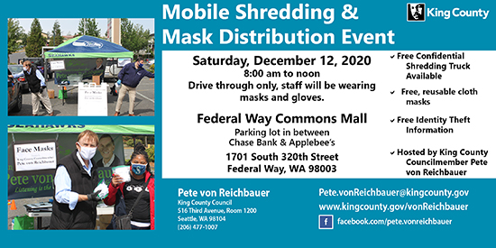 pete von reichbauer, pvr, king county council, free mask distribution, free masks, masks for citizens, where can I get masks