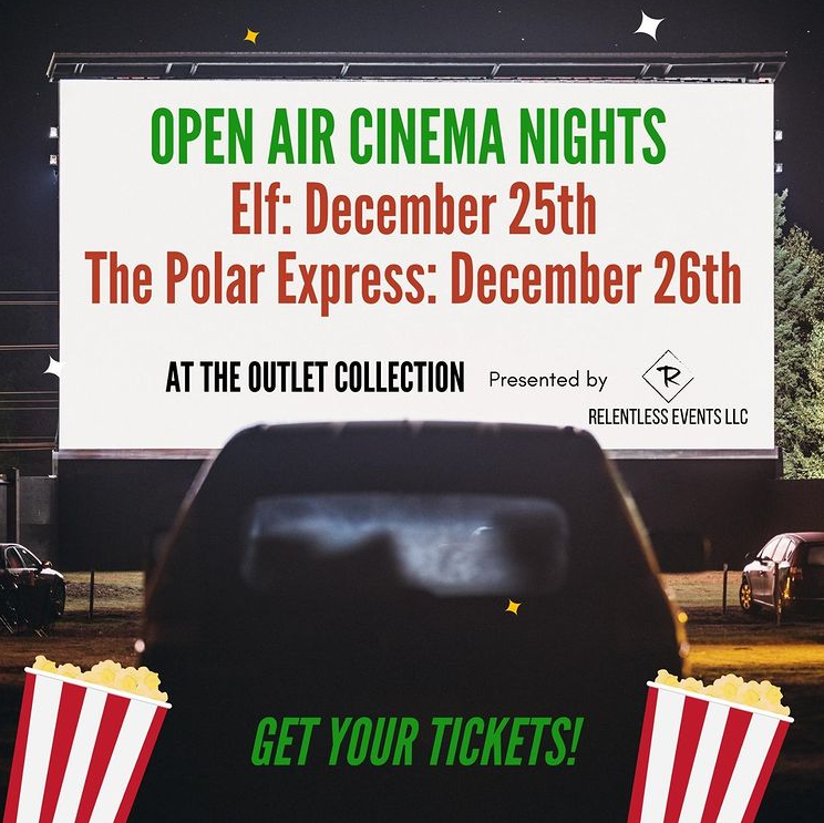 relentless events, open air cinema, outlet collection drive-in movie, the outlet collection, auburn wa drive in movie, outlet collection events, auburn wa movie, open air cinema ents, Open Air Cinema Nights by Relentless Events LLC, outlet collection elf, outlet collection polar express, relentless events elf, relentless events polar express