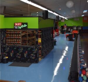 Interior of Auburn Skate Connection, looking to the Skate Rental counter