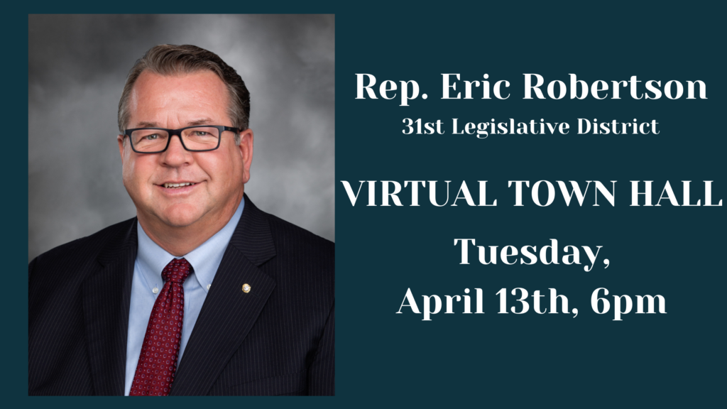 graphic with information for Eric Robertson's town hall information contained in article