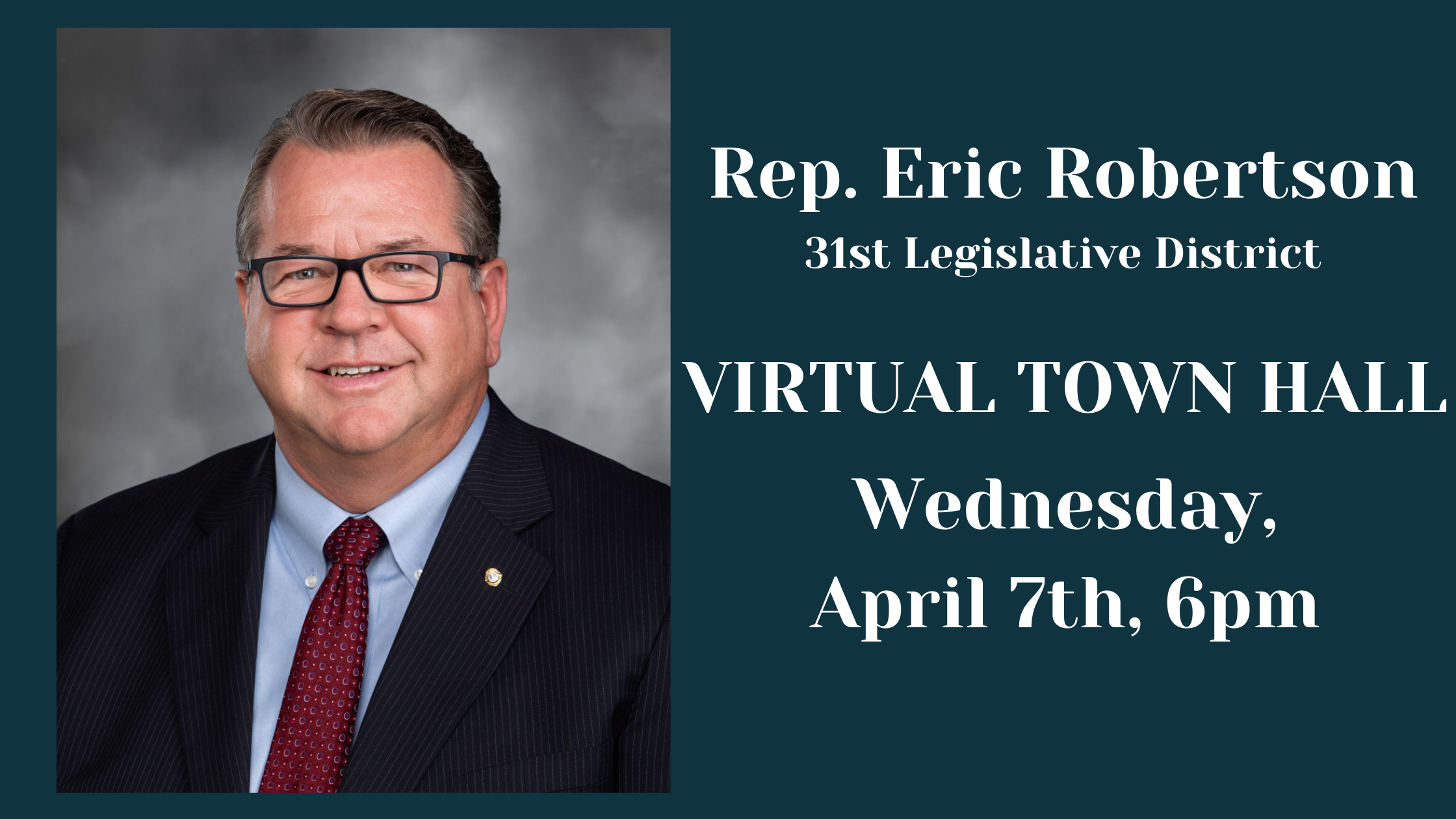 graphic with information for Eric Robertson's town hall information contained in article