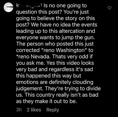 An instagram post reporting a video of a police incident that happened in Auburn WA