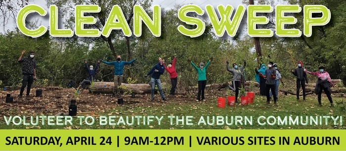 event graphic for the City of Auburn's 2021 Clean Sweep