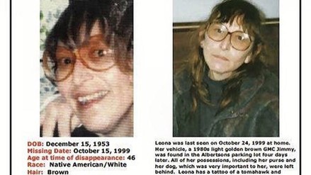 a missing poster for Leona LeClaire Kinsey with two older quality photos included