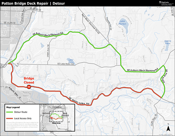 A detour map for the Patton Bridge deck repair