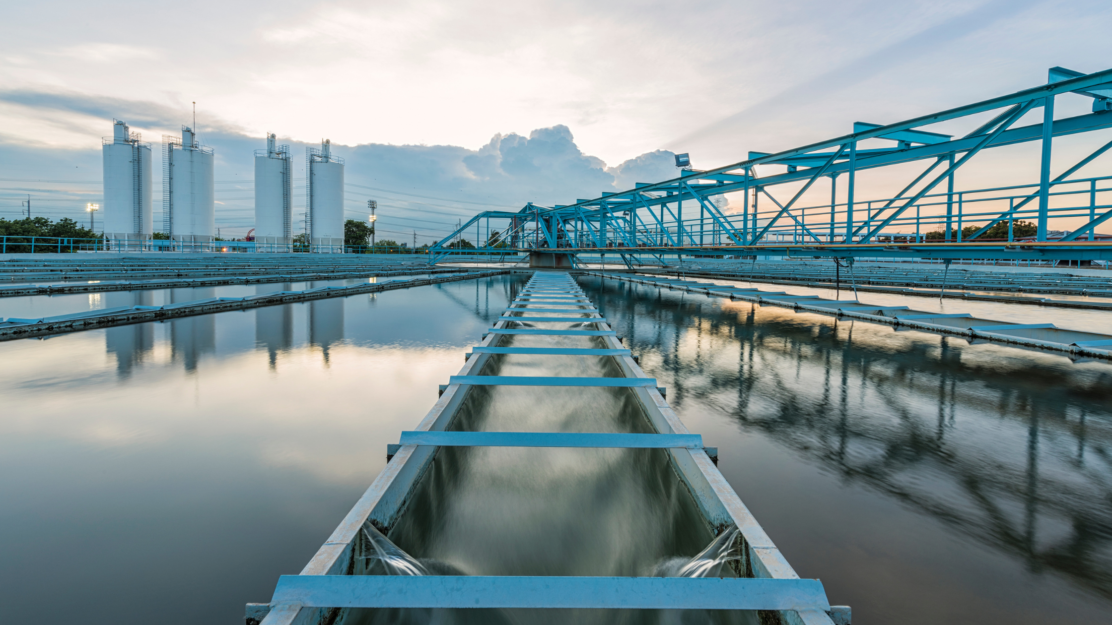 A water treatment plant reservoir