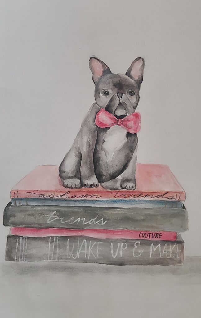 Drawing of a 'Trendy Dog' by Erika Rusak
