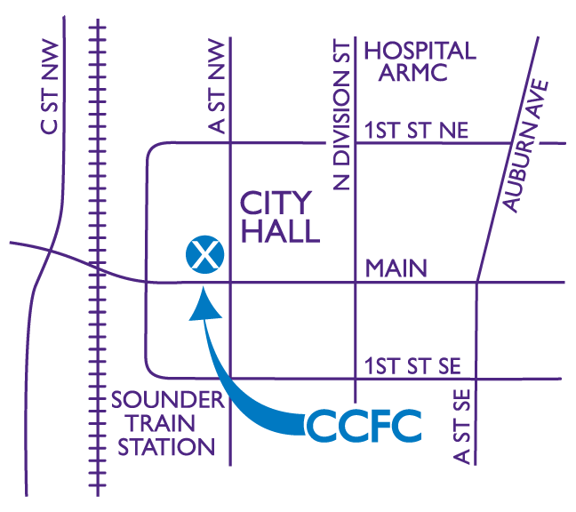 Map of Auburn pointing out location of clinic