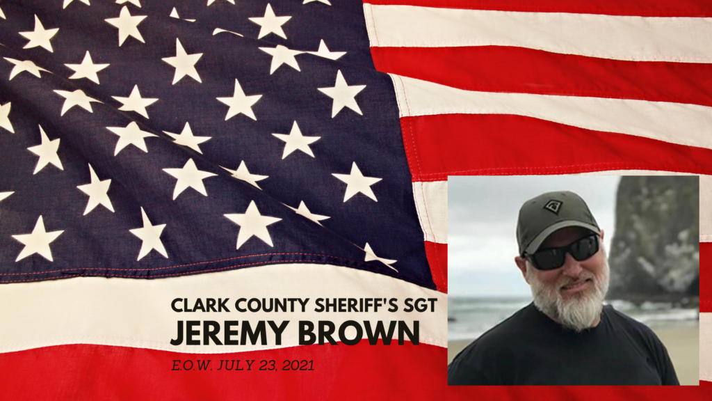 a graphic of a US flag with a photo of Deputy Jeremy Brown overlaid