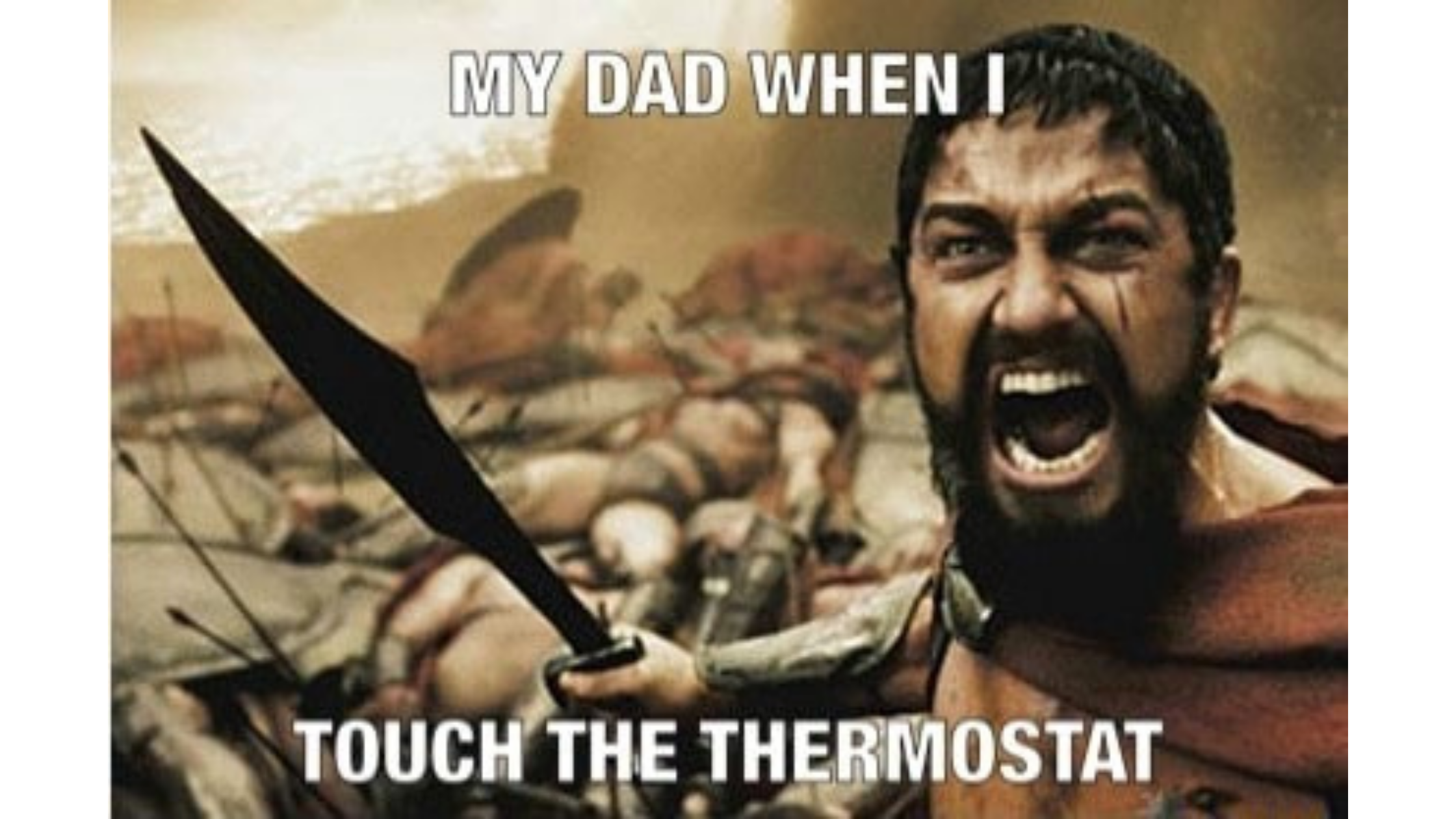 a meme reflecting how dads everywhere are when you touch the thermostat