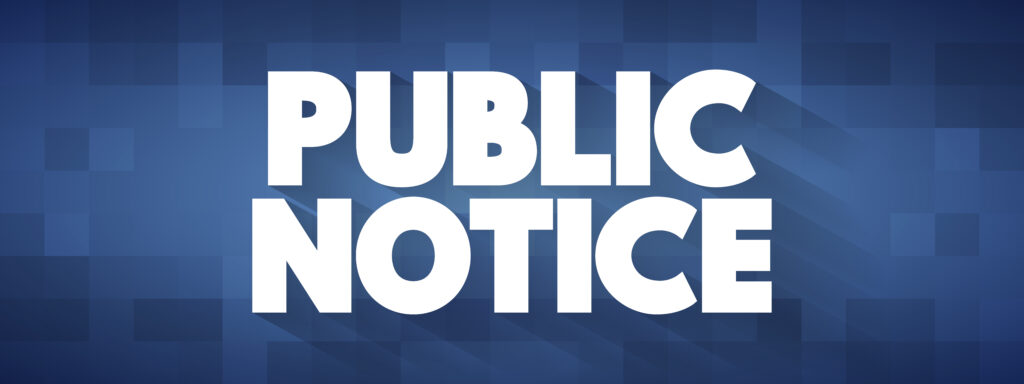 Public Notice text quote, concept background