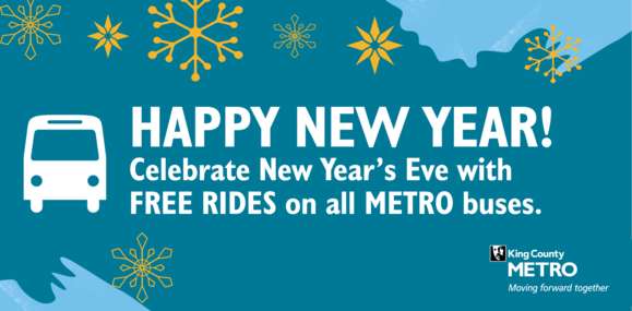 Graphic announcing free rides on all metro buses