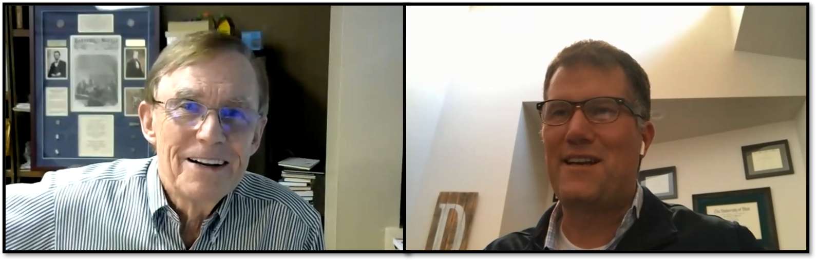 : Councilmember Pete von Reichbauer with WaFd President and CEO Brent Beardall in side by side zoom windows