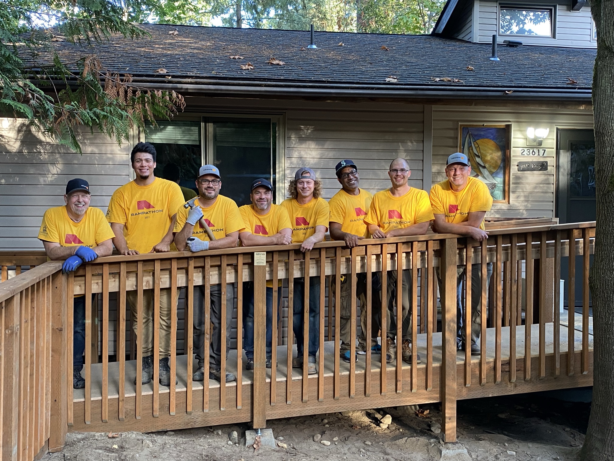 Employees from Ashworth Homes building a ramp at a home in Edmonds.
