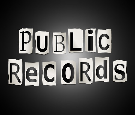 White torn paper and black letters spell out "Public Records"