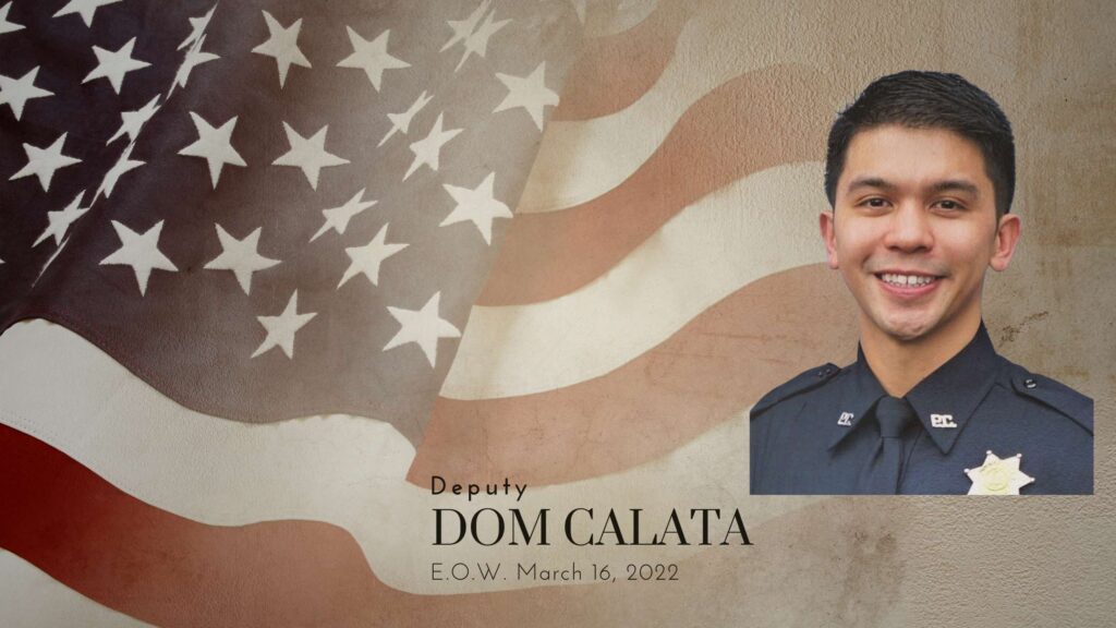 Deputy Dom Calata over a US Flag
