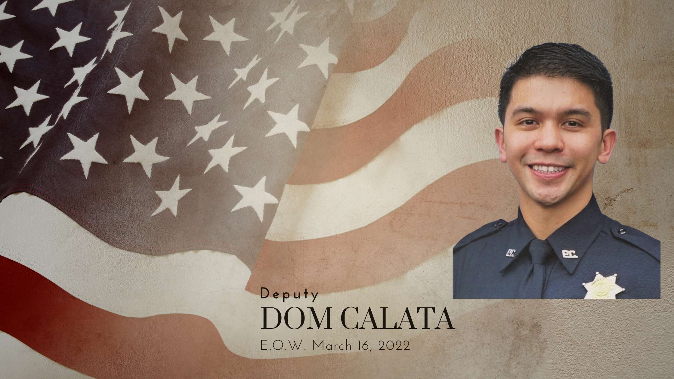 Deputy Dom Calata over a US Flag