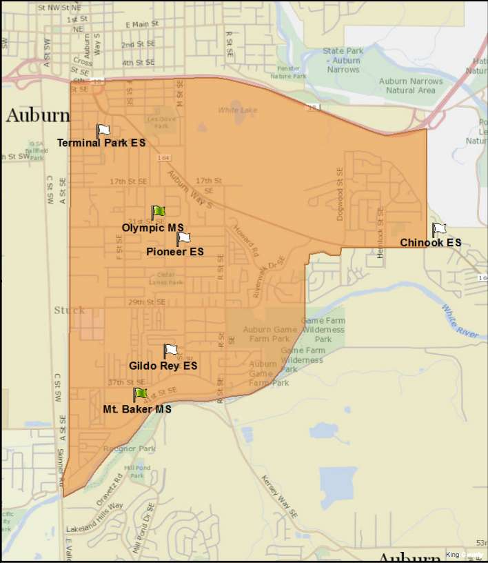 a map of Auburn School District, District 3 boundaries